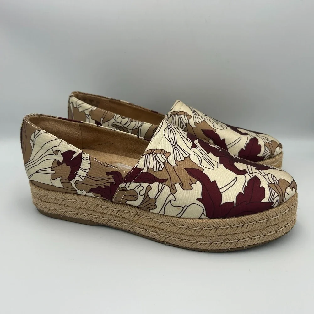 Naturalizer Thea 3 Platform Espadrille Womens 10 Slip On Raffia Floral Canvas